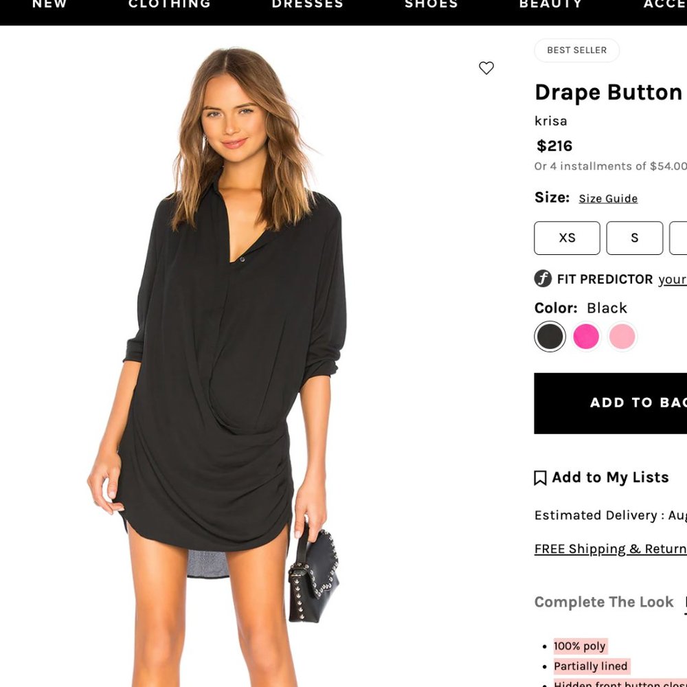 KRISA LBD - Drape Button Front Mini -  REVOLVE